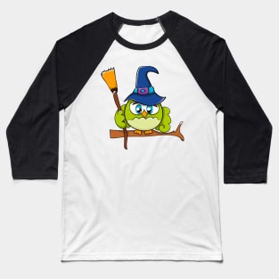 Cute Halloween Owl Witch Hat Baseball T-Shirt